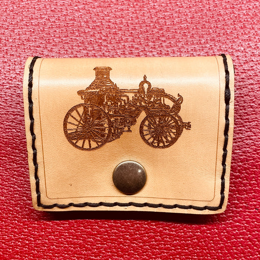 Porte-monnaie Steampunk en cuir cousu main avec locomotive, idée cadeau unisexe, excellent comme organisateur de poches et pour tabac